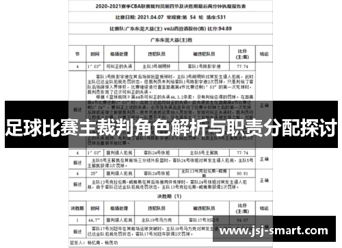 足球比赛主裁判角色解析与职责分配探讨